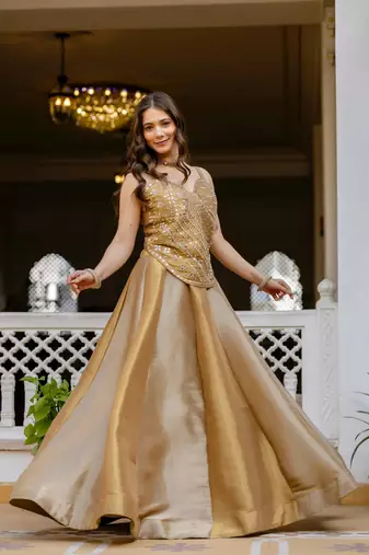 multicolor banarasi lehenga choli with mirror work