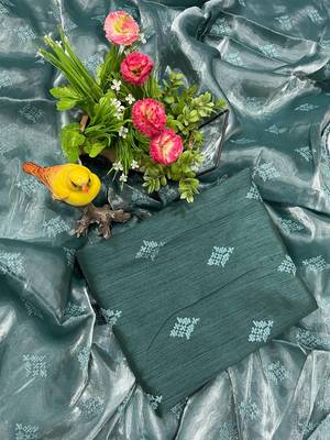 teal silk saree with sequins embroidery work 5