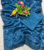 blue silk saree with sequins embroidery work