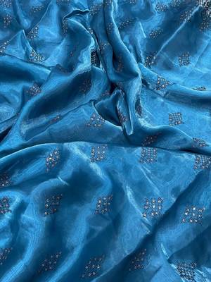 blue silk saree with sequins embroidery work 4