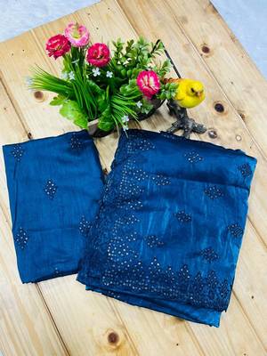 blue silk saree with sequins embroidery work 5