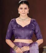 lavender silk saree with sequins embroidery work