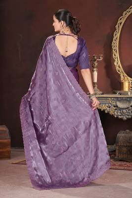 lavender silk saree with sequins embroidery work 3
