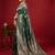 Dark green silk blend woven saree with blouse