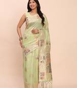 Rama linen woven work saree with blouse