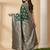 Dark green silk blend woven saree with blouse