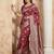 Maroon silk blend woven saree with blouse