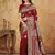 Maroon silk blend woven saree with blouse