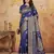 Navy silk blend woven saree with blouse