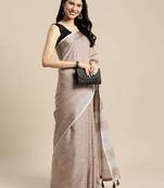 Chiku linen saree with blouse