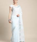 Blue linen saree with blouse