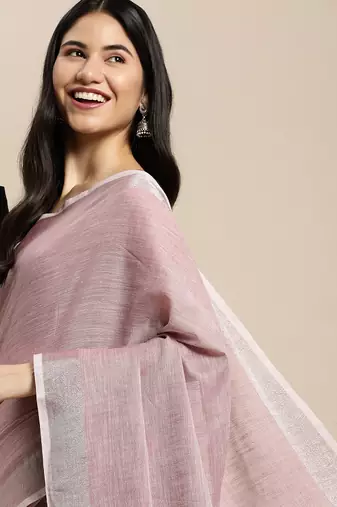 Purple linen saree with blouse