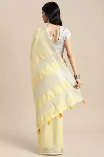 L yellow linen saree with blouse