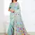 Blue linen printed saree with blouse