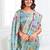 Blue linen printed saree with blouse