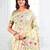 Cream linen printed saree with blouse