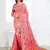 Pink linen printed saree with blouse