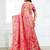 Pink linen printed saree with blouse