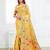 Yellow linen printed saree with blouse