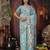 Blue linen printed saree with blouse