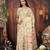 Cream linen printed saree with blouse