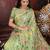 Green linen printed saree with blouse