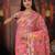 Pink linen printed saree with blouse