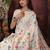 White linen printed saree with blouse