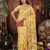 Yellow linen printed saree with blouse