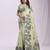 Green linen printed saree with blouse