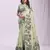 Green linen printed saree with blouse