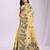Yellow linen printed saree with blouse