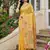 Yellow linen woven work saree with blouse