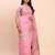 Pink linen woven work saree with blouse