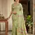 Green linen woven work saree with blouse