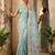Sky blue linen woven work saree with blouse