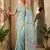 Sky blue linen woven work saree with blouse