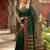 Dark green silk woven saree with blouse