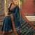 Teal silk woven saree with blouse