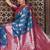 Blue silk woven saree with blouse