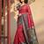 Red pochampally printed saree with blouse