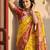 Yellow pochampally printed saree with blouse