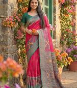 Coral pochampally printed saree with blouse