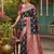 Navy silk blend woven saree with blouse