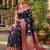 Navy silk blend woven saree with blouse