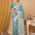 Blue linen woven work saree with blouse