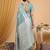 Blue linen woven work saree with blouse