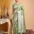 Green linen woven work saree with blouse