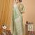 Green linen woven work saree with blouse