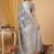Grey linen woven work saree with blouse